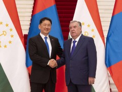Монгол Улсын Ерөнхийлөгч У.Хүрэлсүх, Бүгд Найрамдах Тажикистан Улсын Ерөнхийлөгч Эмомали Рахмон на..