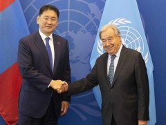 Ерөнхийлөгч У.Хүрэлсүх НҮБ-ын Ерөнхий нарийн бичгийн дарга Антонио Гутеррештэй уулзав