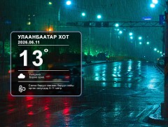 ЦАГ АГААР: Улаанбаатарт шөнөдөө 13 хэм дулаан 